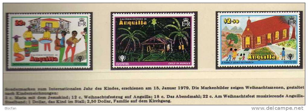 UNO Jahr Des Kindes 1979 Anguilla 329/4 ** 2€ Weihnachten Musik Palmen Kinder-Zeichnungen Christmas Set Of Children - Anguilla (1968-...)