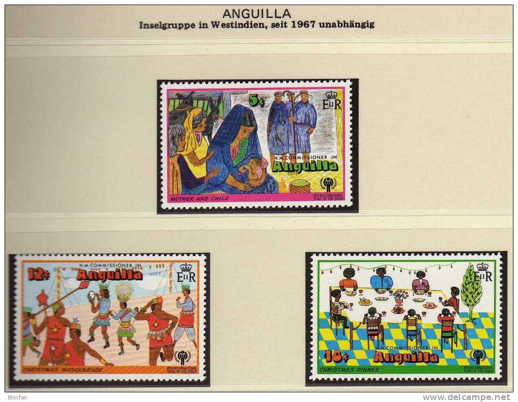 UNO Jahr Des Kindes 1979 Anguilla 329/4 ** 2€ Weihnachten Musik Palmen Kinder-Zeichnungen Christmas Set Of Children - Anguilla (1968-...)