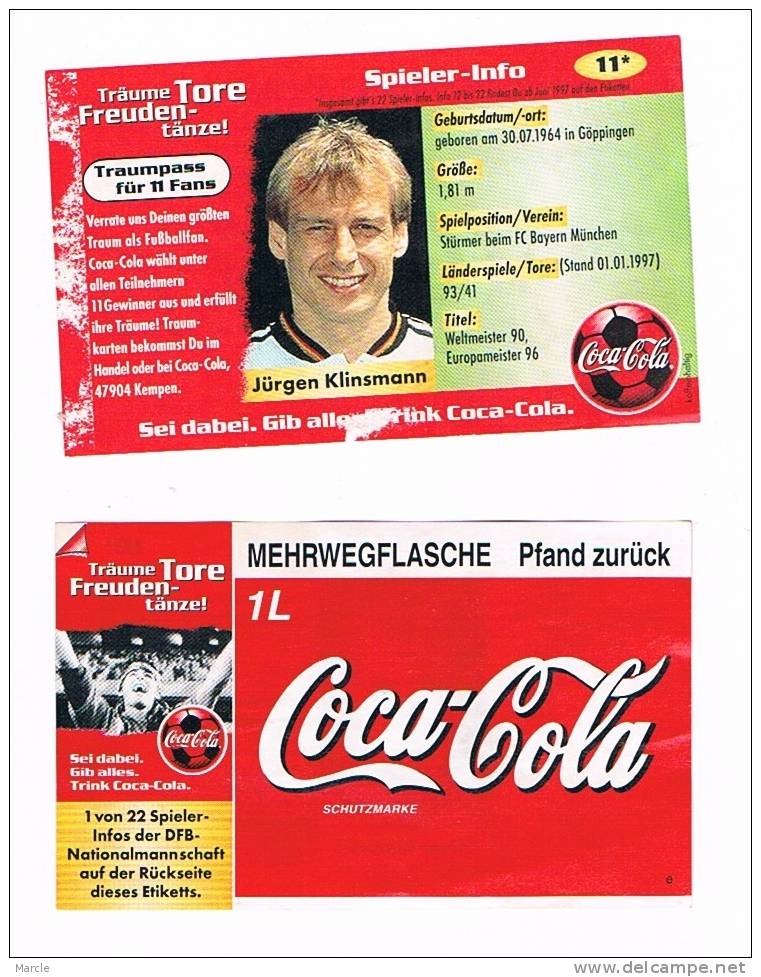 Coca Cola  DFB Nationalmanschaft 11 Jürgen Klingsman - Autres & Non Classés