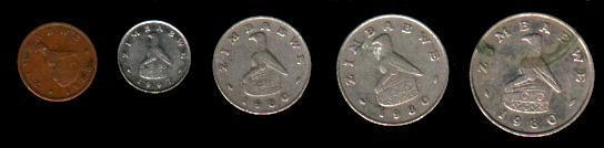 ZIMBABWE 5 Different Nicely Used Coins, C019 - Simbabwe