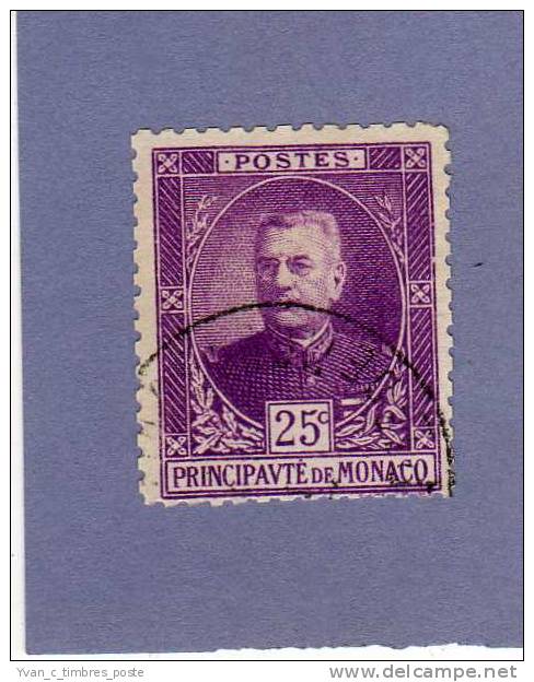 MONACO TIMBRE N° 68 OBLITERE PRINCE LOUIS II 25C VIOLET - Gebraucht