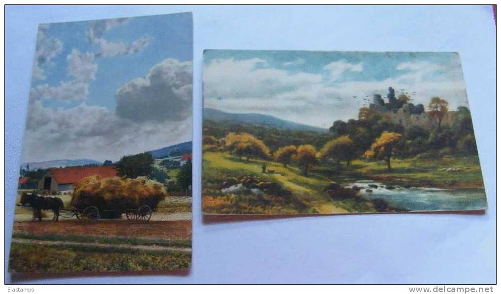 == 2 AK Lot - Heimat, Herbst , Feldarbeit - Burg  ..* - Farms