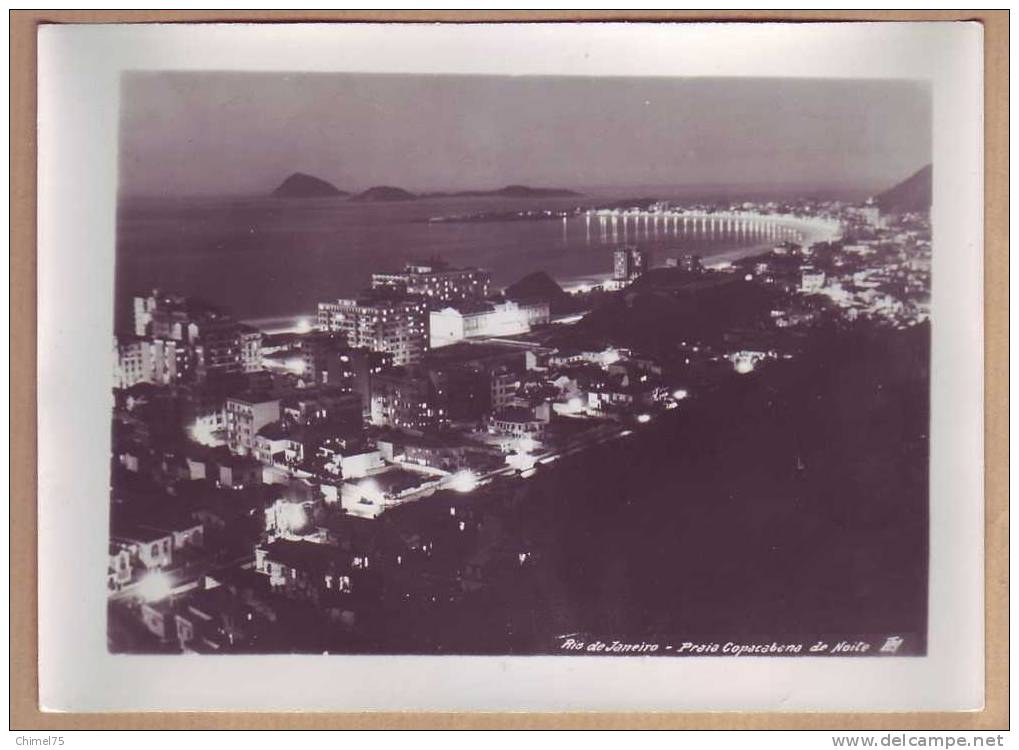 BRESIL RIO De JANEIRO PHOTO  Années 30   13*18 Cm  PRAIA COPACABANA  NOITE  3 - Copacabana