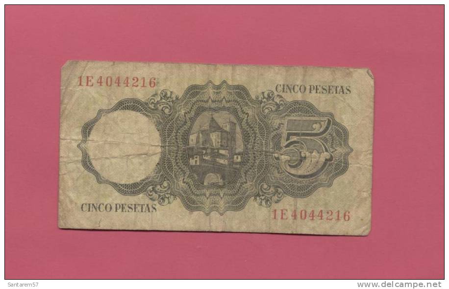 Billet De Banque Nota Banknote Bill 5 CINCO PESETAS JAIME BALMES ESPAGNE SPAIN 1951 - 5 Peseten