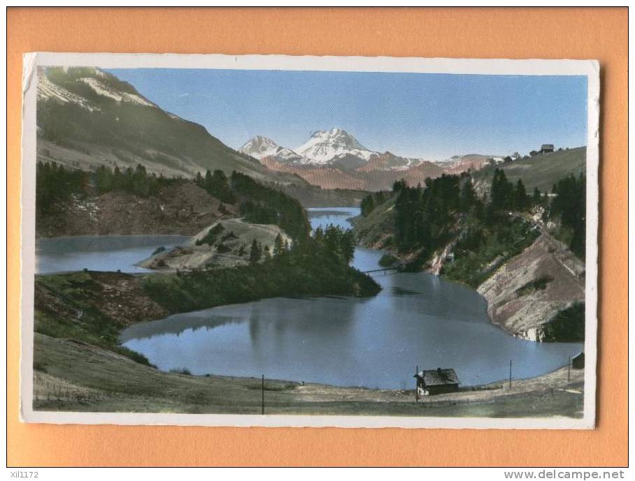 H244 Lac De Montsalvens Et Moléson, Gruyère.Cachet Broc 1950 Vers Uccle-Bruxelles. Perrochet 527 - Broc