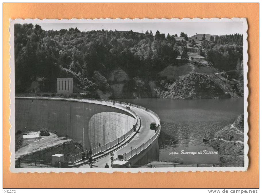 H228 Barrage De Rossens, Lac De Gruyère, Touristes, Citroen.Cachet Broc 1954 Vers Bruxelles.Perrochet 2494 - Broc