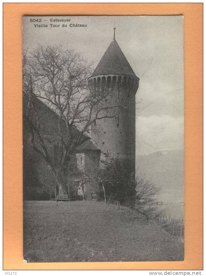 H235 Estavayer, Vieille Tour Du Château. Cachet Estavayer 1924 Vers Braunwald. Phototypie 5042 - Estavayer