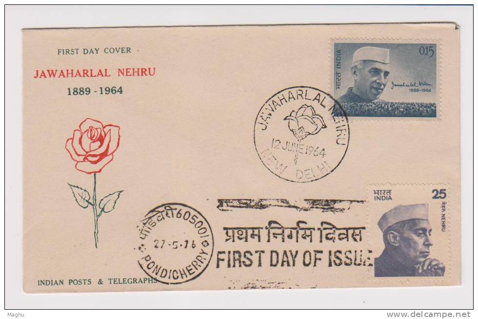 INDIA-FDC-1964-COMBINATIO N    COVER-1964-1976 ---Nehru-Rose, Flower - Roses