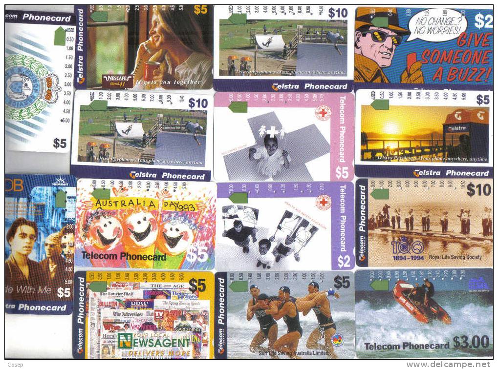 Australia-set 14 Phone Card-used+4 Card Prepiad Free - Australie