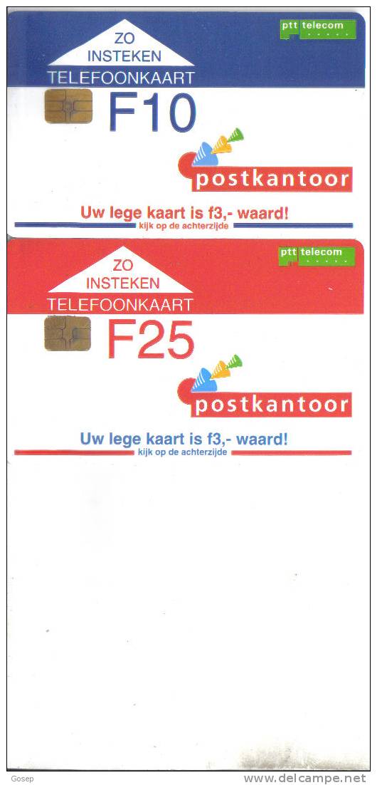 Neterlands-2 Card Chip-post Kantoor(f10,25)-used Card+1 Card Prepiad Free - Privé