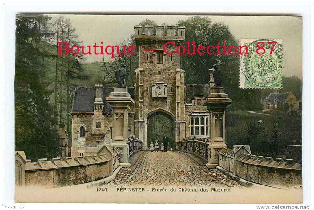 PEPINSTER - ENTREE Du CHATEAU Des MAZURES - BELLE CARTE PHOTO EMAIL VOYAGEE 1909 - DOS VISIBLE - Pepinster