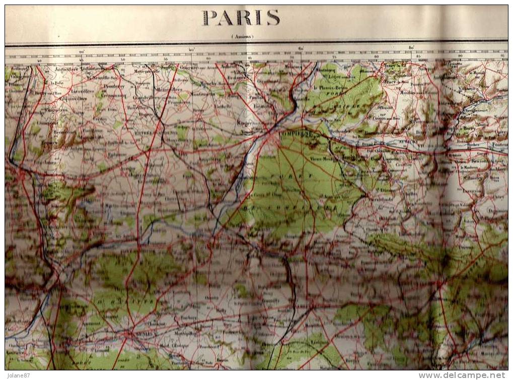 PLAN -  CARTE GEOGRAPHIQUE     PARIS  OISE- SEINE- SEINE ET OISE - SEINE ET MARNE -  AISNE    -  SERVICE DE L ARMEE - Geographical Maps