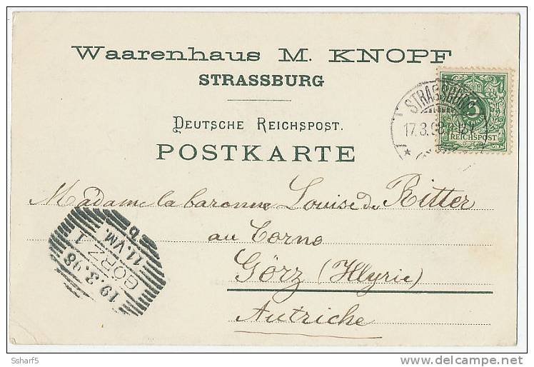 Strasbourg Carte Publicitaire Grd Magasin M.KNOPF 1898 Sur Cpa Lavage Fleuve - Strasbourg