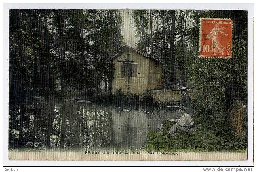 Cpa EPINAY SUR ORGE Le Q... Des Trois-Eaux  Pecheurs - Ed Bazenant - Epinay-sur-Orge