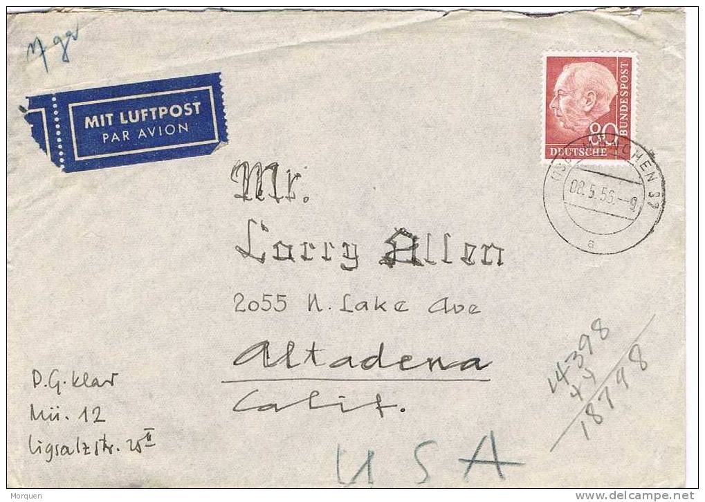 Carta Aerea MUNCHEN (Alemania Federal) 1955 - Briefe U. Dokumente