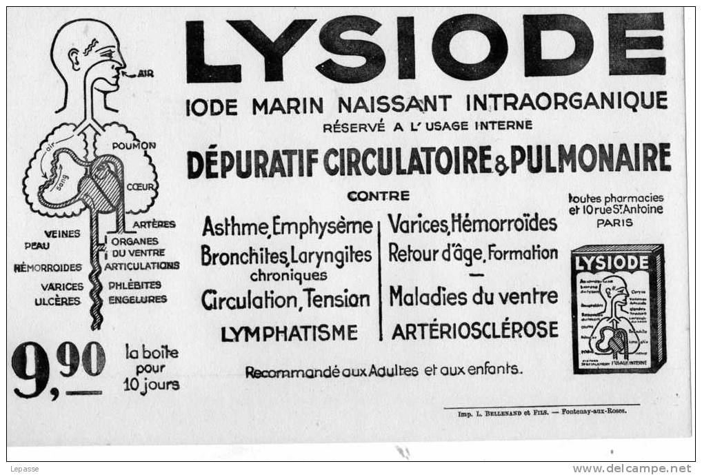 BUVARD PRODUITS PHARMACEUTIQUES LYSIODE MEDECINE - Chemist's