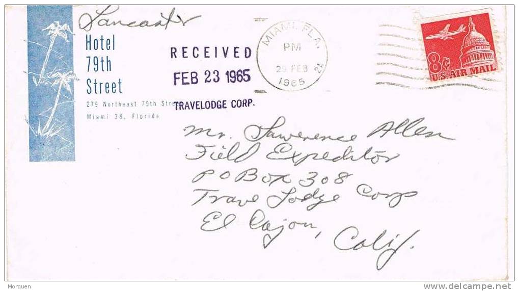 1289. Carta Aerea MIAMI (Fla) 1965. Hotel 79h Street - Brieven En Documenten