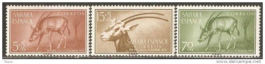 Spanish Sahara 1955 Mi# 154-156 ** MNH - Colonial Stamp Day / Antelopes - Spanish Sahara