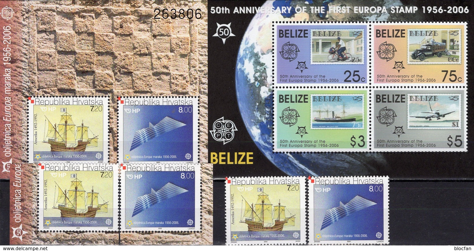 EUROPA Stamp On Stamps 2006 Belize Block 102, Kroatien 734/5,ER+ Bl.27 ** 60€ Hojitas Blocs S/s Sheets M/s Bf CEPT - Belize (1973-...)