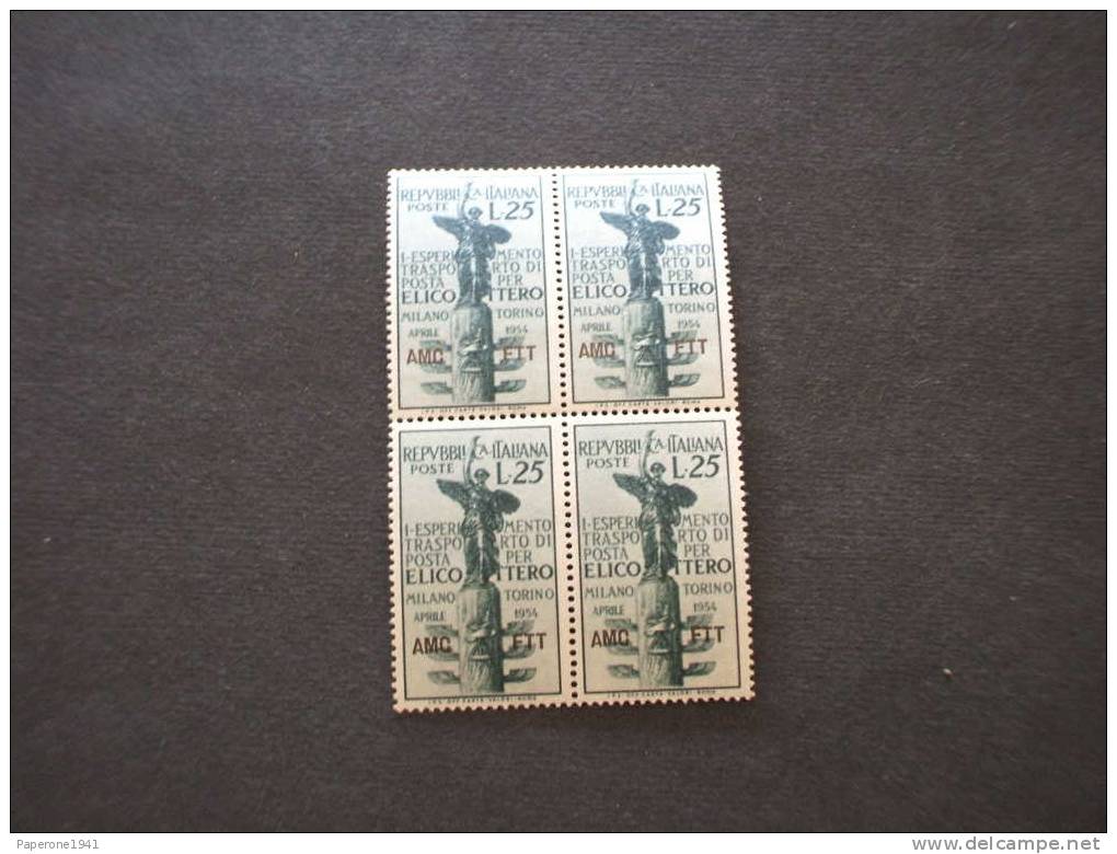 TRIESTE A-1954 ELICOTTERO L. 25 IN QUARTINA, NUOVI(++). - Mint/hinged