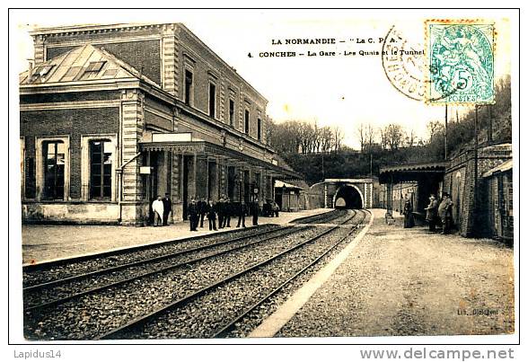 P 305 /  CPA    CONCHES   (27)   LA  GARE LES QUAIS ET LE TUNNEL - Conches-en-Ouche