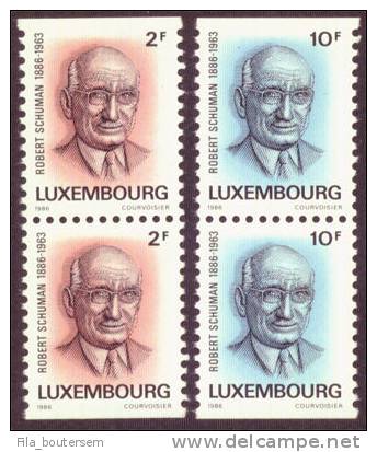 LUXEMBOURG : 26-06-1986 (**) MNH  Paires Out Of Booklet - Centenary Of The Birth Of Robert Schumann - Neufs