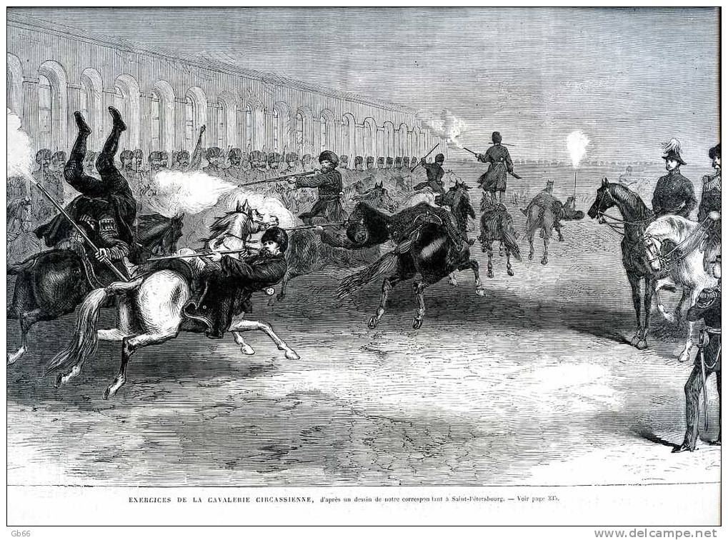 Exercices De La Cavalerie Circassienne       Gravure      1867 - Collections