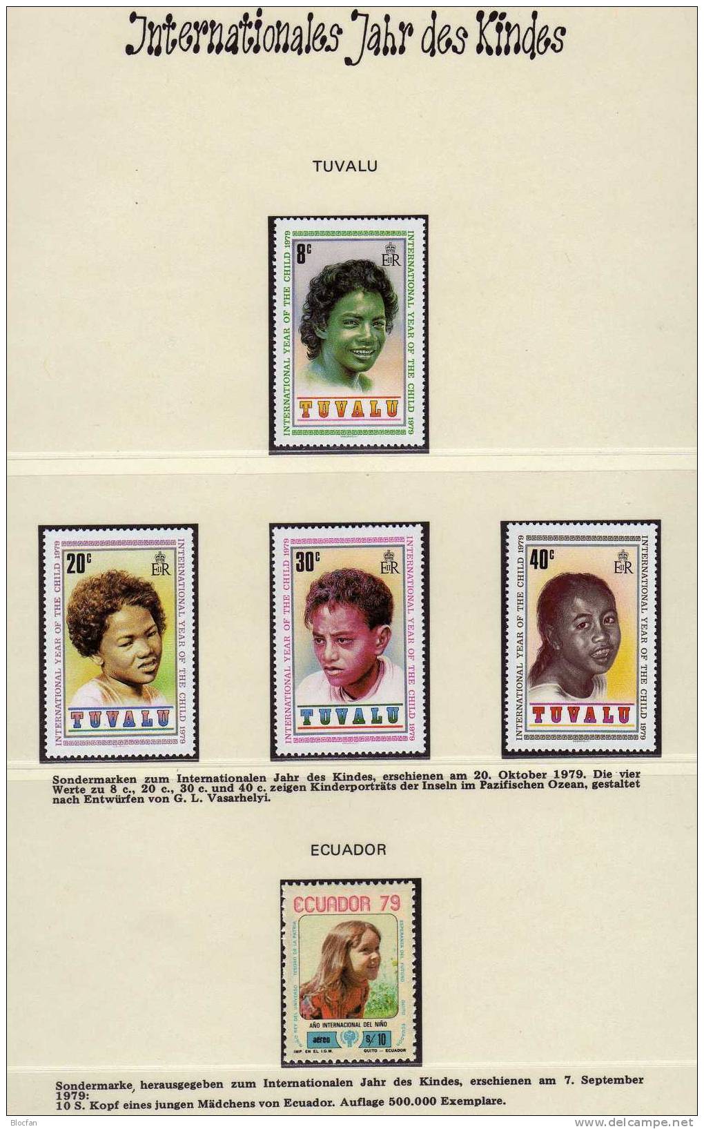 Jahr Des Kindes Kinder - Gesichter Tuvalu Insel 112/5, Ecuuador 1813 ** 3€ - Tuvalu
