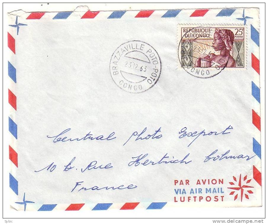 CONGO  - Lettre Brazzaville  Vers La France (Colmar) 23/12/1963 - Other & Unclassified