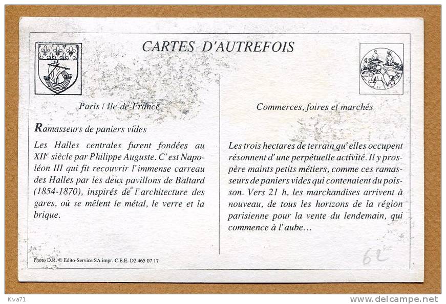 Collection CARTES D´AUTREFOIS " Ramasseurs De Paniers Vides "  1903 - Ile-de-France