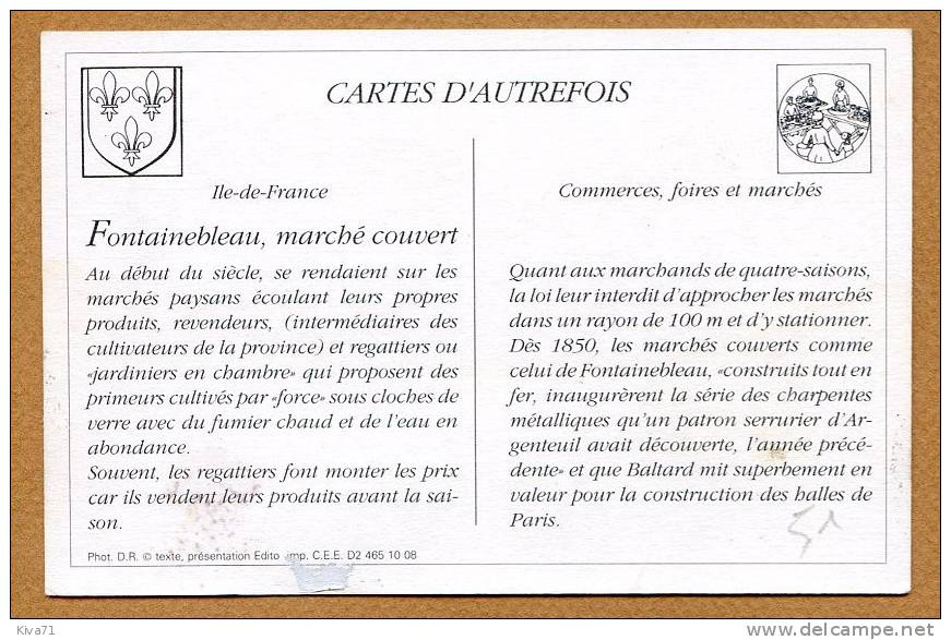 Collection CARTES D´AUTREFOIS " FONTAINEBLEAU "  1900 - Ile-de-France