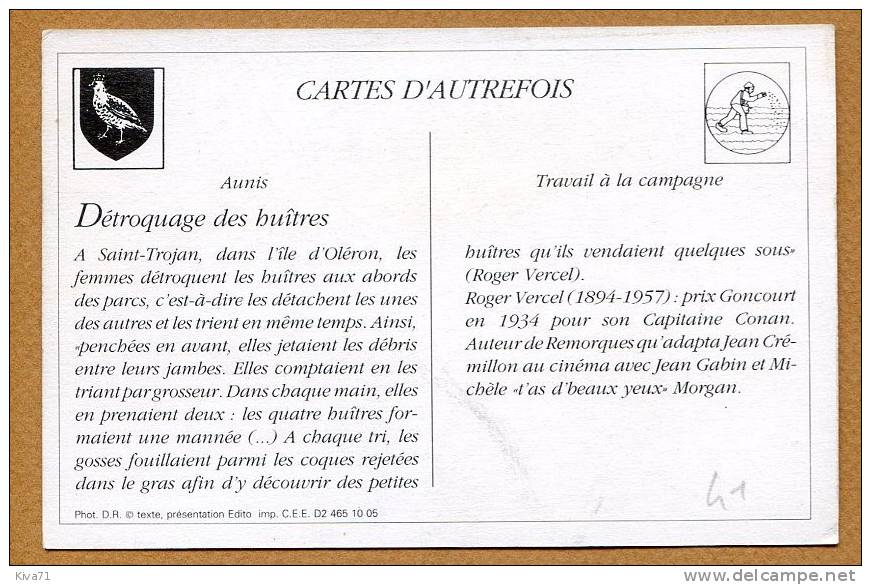 Collection CARTES D´AUTREFOIS " TROJAN, Détroquage Des Huitres "  1900 - Aquitaine