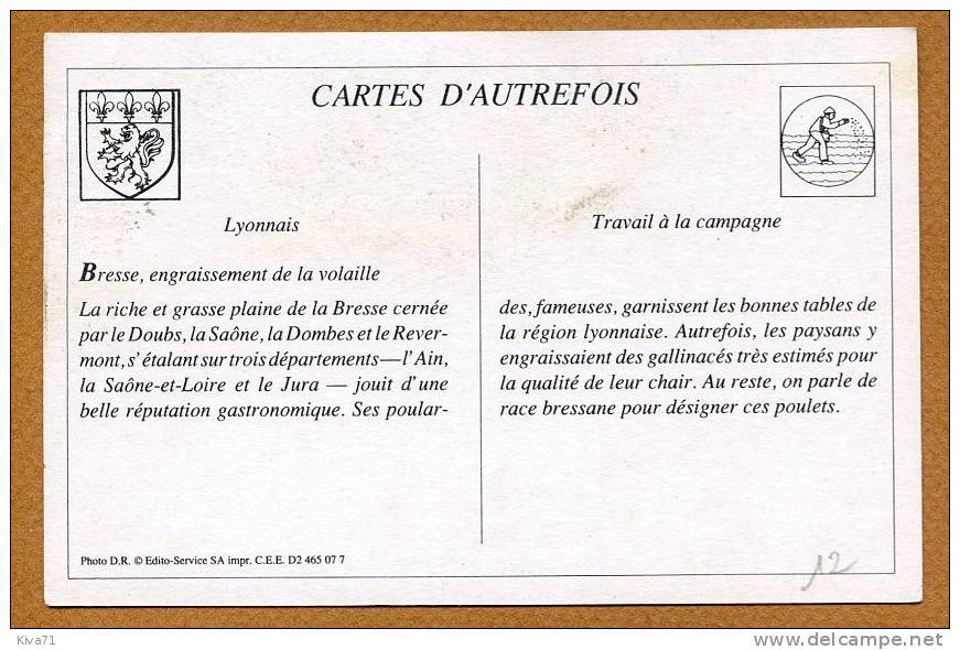 Collection CARTES D´AUTREFOIS " BRESSE "  1900 - Bourgogne