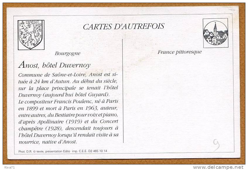 Collection CARTES D´AUTREFOIS " ANOST "  1900 - Bourgogne