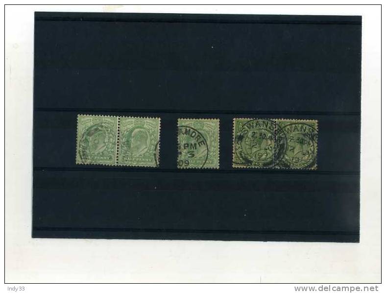 - GRANDE BRETAGNE . ENSEMBLE DE TIMBRES VARIANTES DU HALF PENNY 1902 - Usados