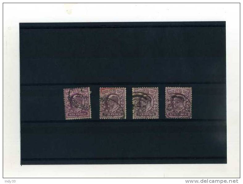 - GRANDE BRETAGNE . ENSEMBLE DE TIMBRES . VARIANTES DU SIX PENCE1902 - Oblitérés