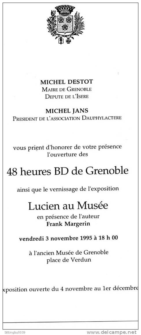 MARGERIN. CARTON D'INVITATION PUB. POUR LES 48 HEURES BD DE GRENOBLE 1995. LUCIEN Au Musée. - Oggetti Pubblicitari