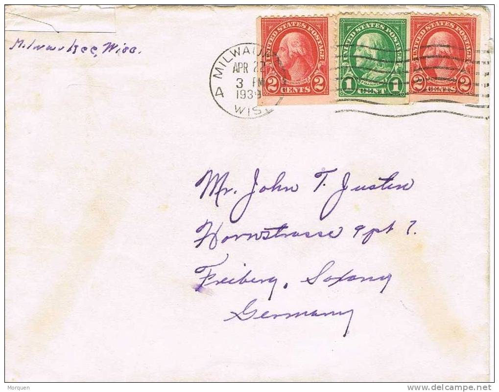 1333. Carta MILWAUKEE (wis) 1939 A Alemania - Covers & Documents