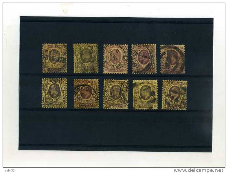 - GRANDE BRETAGNE GEORGE VII . ENSEMBLE DE TIMBRES 3d DE 1902 - Oblitérés