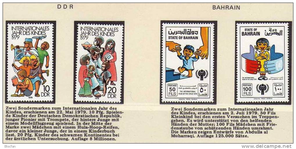 Jahr Des Kindes Bahrein 282/3, DDR 2422/3, Kuba 2403, Uruguay 1561 ** 9€ - Unused Stamps