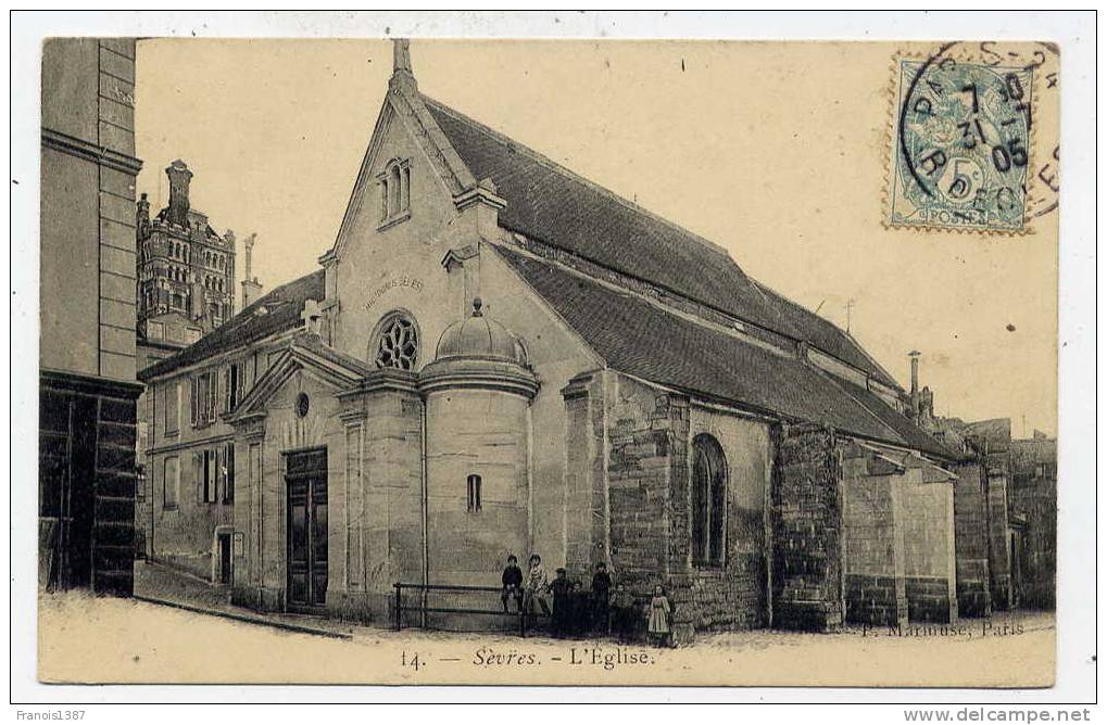 Ref 146 - SEVRES - L'église - Jolie Carte Animée De 1905 -  Scan Du Verso - Sevres