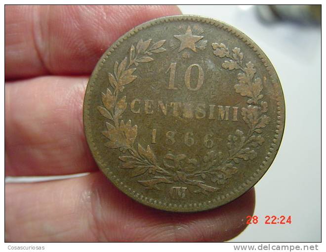 2045  ITALIA  ITALY  10 CTSIMI    YEAR  1866 OM   OTHERS IN MY STORE - 1861-1878 : Víctor Emmanuel II