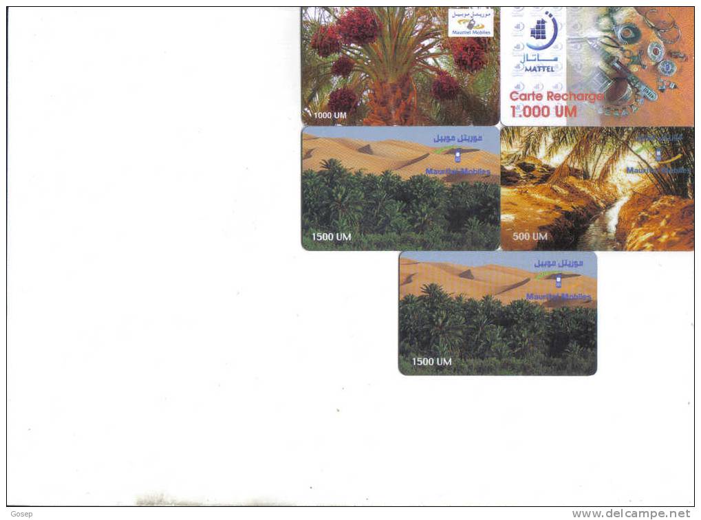 Mauritania-set 5 Phone Card-500(1)--1000(2)--1500um(2 Card)31/12/2001---31/12/2002-used Card - Mauritanie