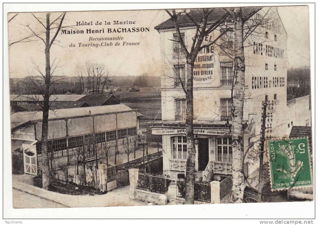 Carte Postale Esbly Hôtel Café Restaurant De La Marine Maison Henri Bachasson 1913 - Esbly