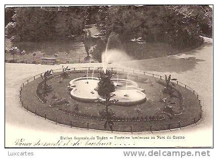 STATION THERMALE DE BADEN. FONTAINE LUMINEUSE AU PARC DU CASINO. - Baden