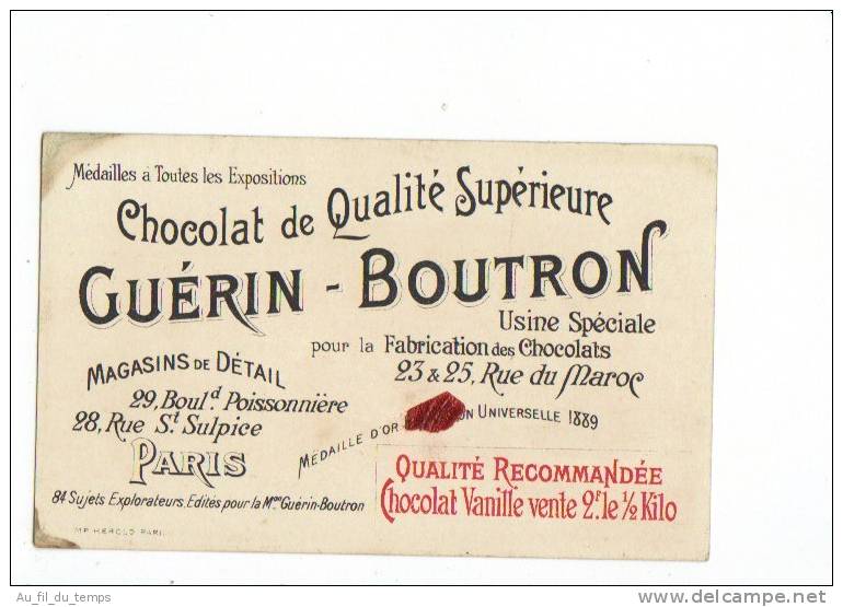 CHROMO CHOCOLAT GUERIN-BOUTRON , EXPLORATEUR FRANCAIS , LIEUTENANT BUNAS - Guérin-Boutron