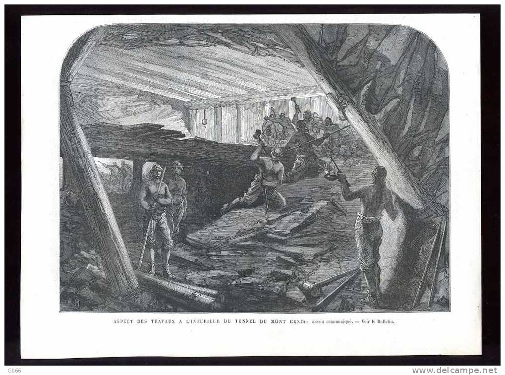 Mont Cenis, Travaux Du Tunnel                  Gravure      1869 - Sammlungen