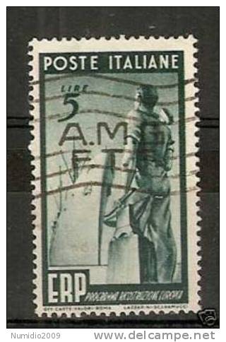 1949 TRIESTE A USATO ERP 5 LIRE - RR6049-2 - Afgestempeld