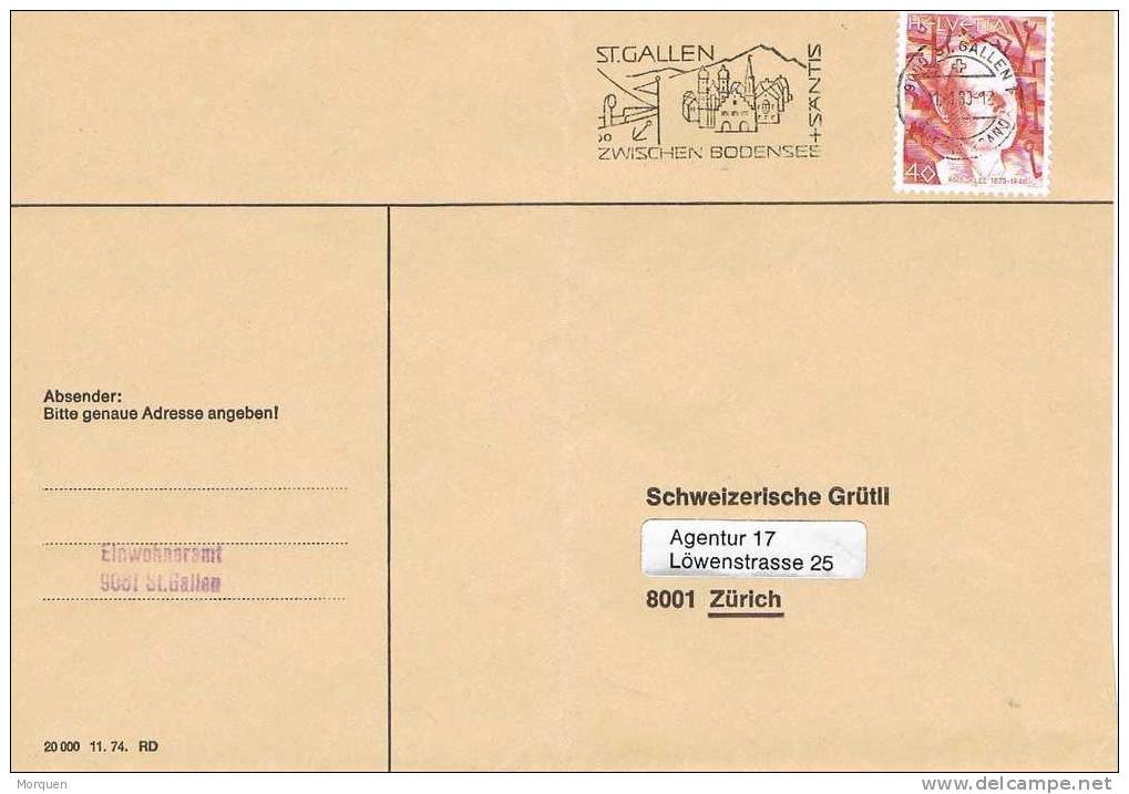 Carta St. GALLEN (Suiza) 1980 A Zurich - Covers & Documents