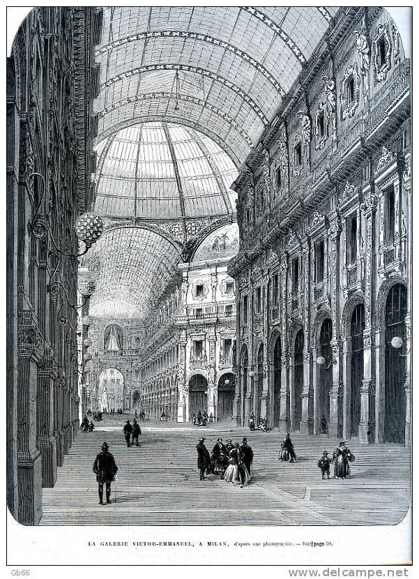 Italie, Milan, Galerie V.Emmanuel           Gravure      1868 - Collections